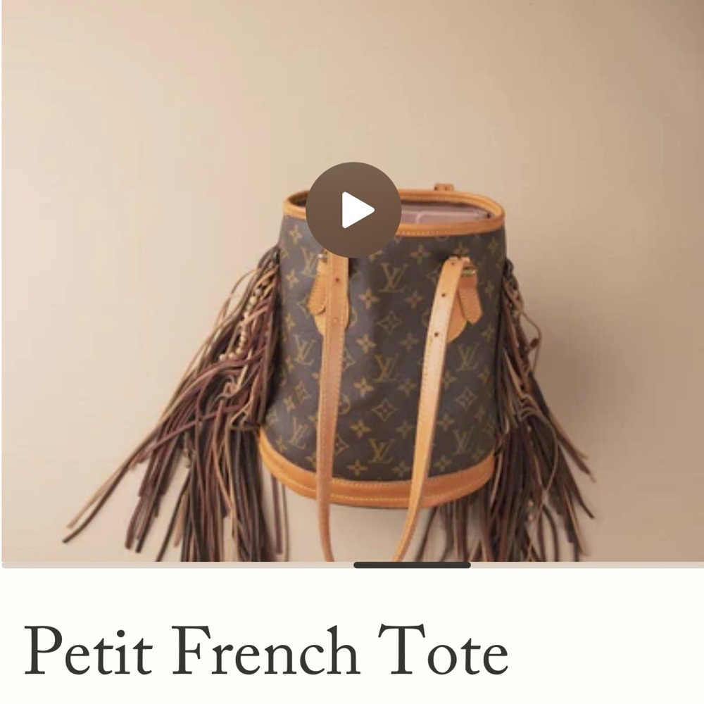 Luxury Brown and Tan Monogram Fringe Shoulder Bag - Picture 5 of 9
